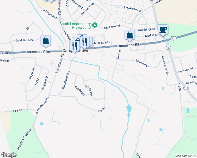 map of restaurants, bars, coffee shops, grocery stores, and more near Fox Road in Campbelltown