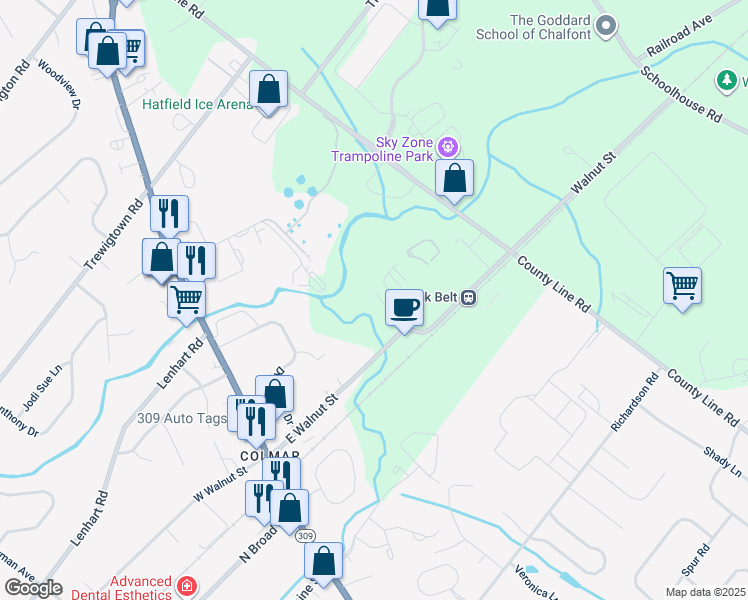 map of restaurants, bars, coffee shops, grocery stores, and more near in Montgomery County