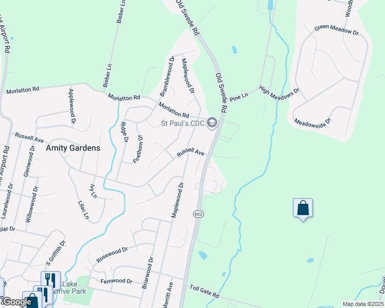 map of restaurants, bars, coffee shops, grocery stores, and more near 700 Russell Avenue in Douglassville