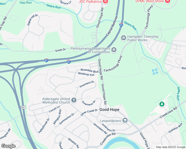 map of restaurants, bars, coffee shops, grocery stores, and more near 1528 Inverness Drive in Mechanicsburg