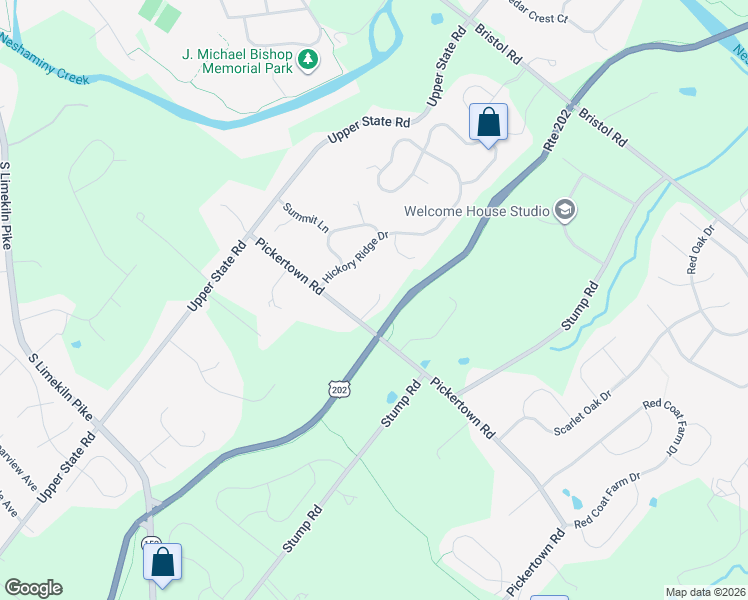 map of restaurants, bars, coffee shops, grocery stores, and more near 3679 Pickertown Road in Chalfont