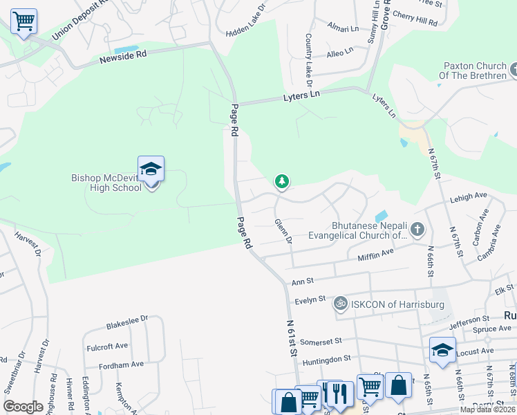 map of restaurants, bars, coffee shops, grocery stores, and more near 6115 Sawgrass Court in Harrisburg