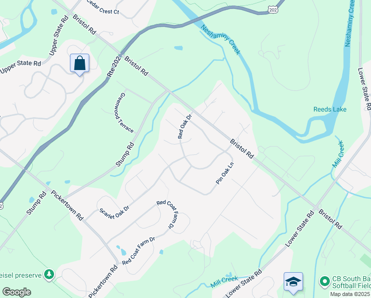 map of restaurants, bars, coffee shops, grocery stores, and more near 1304 Red Oak Drive in Chalfont