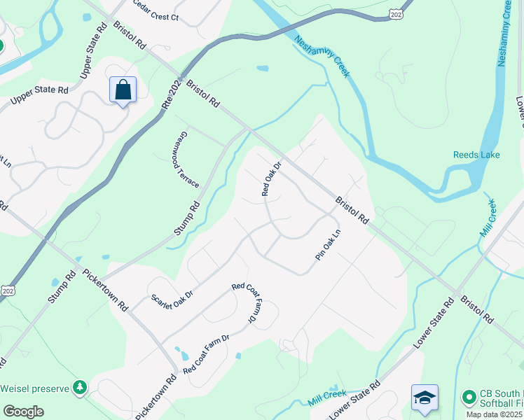 map of restaurants, bars, coffee shops, grocery stores, and more near 1263 Black Oak Court in Chalfont