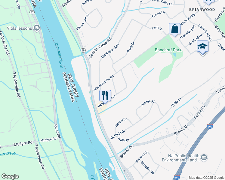 map of restaurants, bars, coffee shops, grocery stores, and more near 5 Edwards Place in Ewing Township