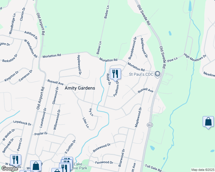 map of restaurants, bars, coffee shops, grocery stores, and more near 608 Ridge Drive in Douglassville