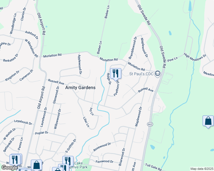 map of restaurants, bars, coffee shops, grocery stores, and more near 608 Ridge Drive in Douglassville
