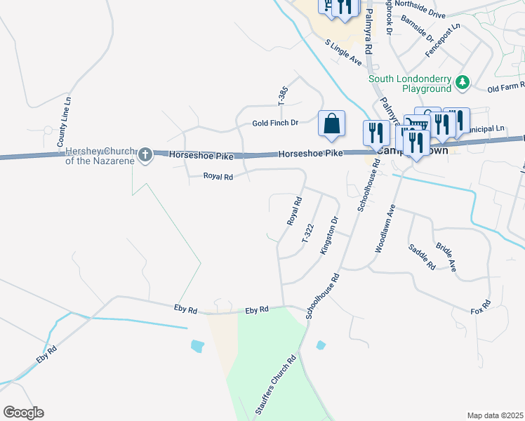 map of restaurants, bars, coffee shops, grocery stores, and more near 94 Knight Court in Palmyra