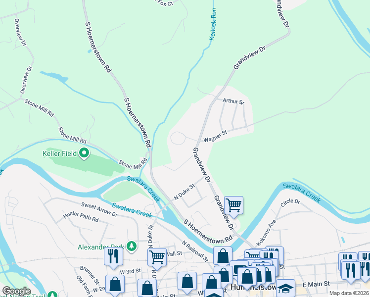 map of restaurants, bars, coffee shops, grocery stores, and more near 30 Wagner Circle in Hummelstown