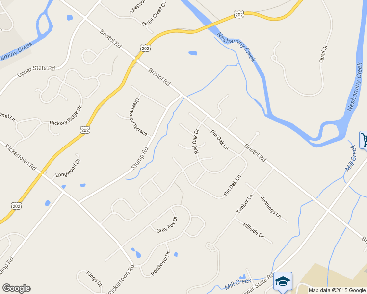 map of restaurants, bars, coffee shops, grocery stores, and more near 1234 Black Oak Court in Chalfont
