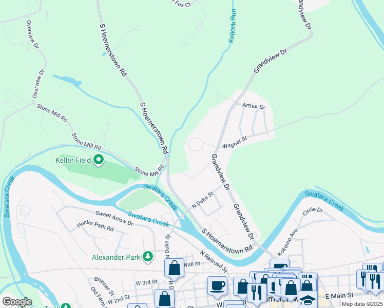 map of restaurants, bars, coffee shops, grocery stores, and more near 20 Wagner Circle in Hummelstown