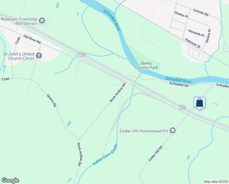 map of restaurants, bars, coffee shops, grocery stores, and more near 1650 Rock Hollow Road in Birdsboro