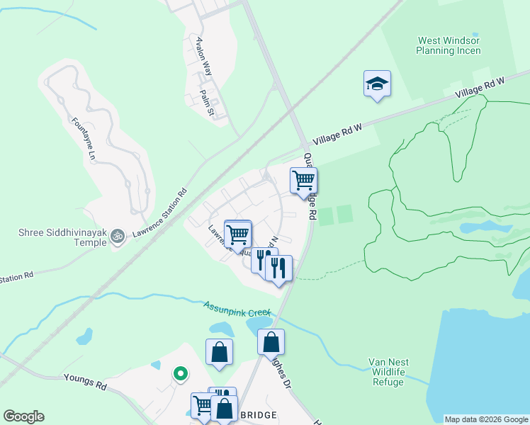 map of restaurants, bars, coffee shops, grocery stores, and more near 7 Drewes Court in Lawrence Township