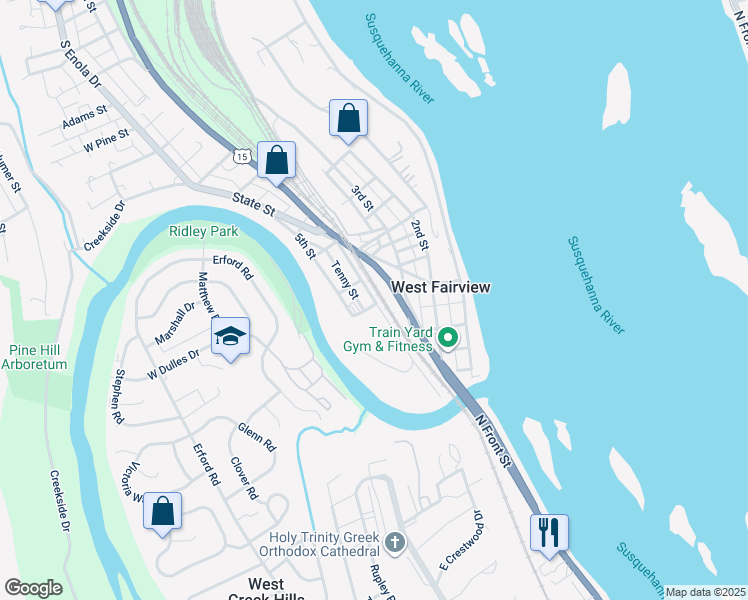 map of restaurants, bars, coffee shops, grocery stores, and more near 4th Street in Enola