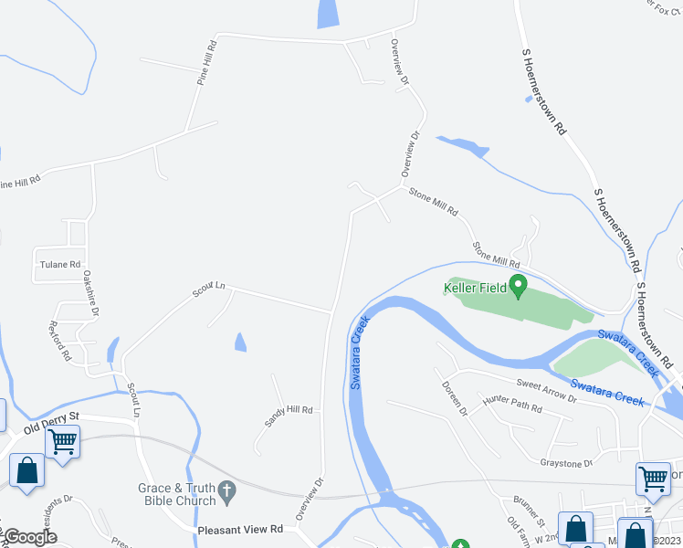 map of restaurants, bars, coffee shops, grocery stores, and more near Overview Drive in Hummelstown