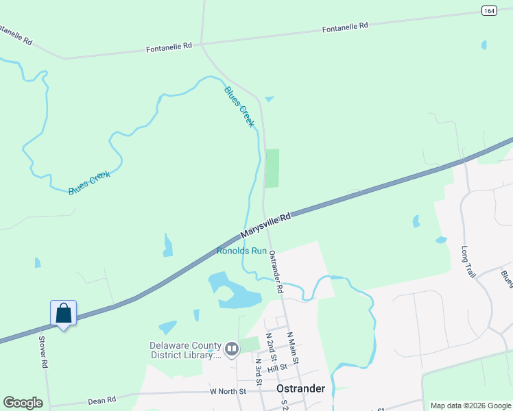 map of restaurants, bars, coffee shops, grocery stores, and more near 3480 Ostrander Road in Ostrander
