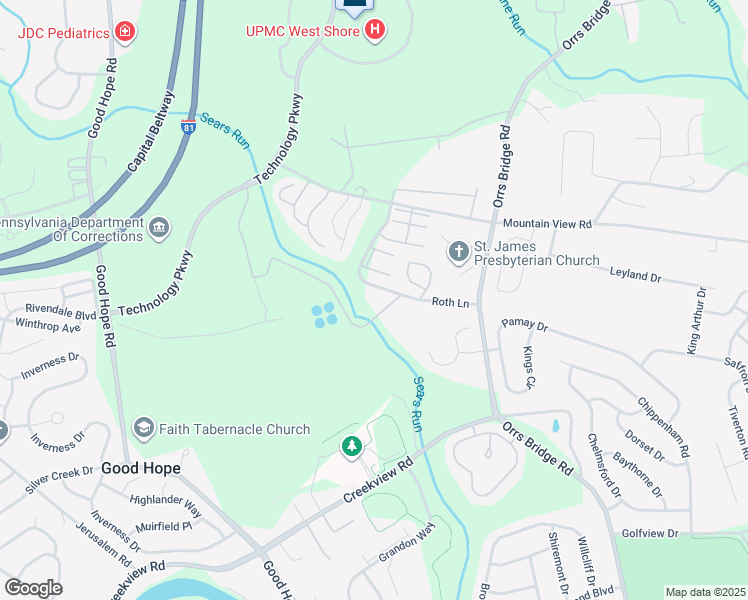 map of restaurants, bars, coffee shops, grocery stores, and more near 4225 Roth Lane in Mechanicsburg