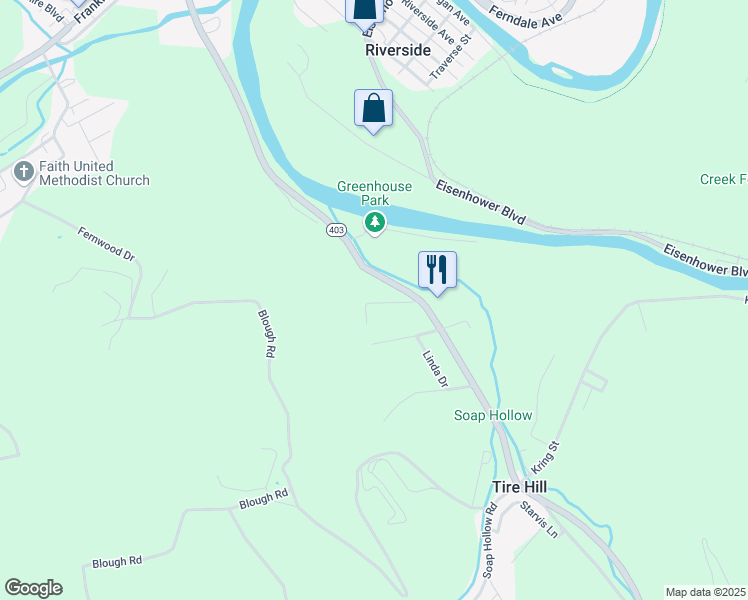 map of restaurants, bars, coffee shops, grocery stores, and more near 1136 Catherine Street in Johnstown