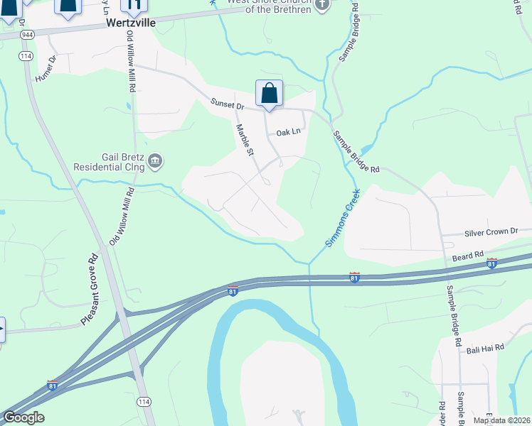 map of restaurants, bars, coffee shops, grocery stores, and more near 9 South Locust Lane in Mechanicsburg
