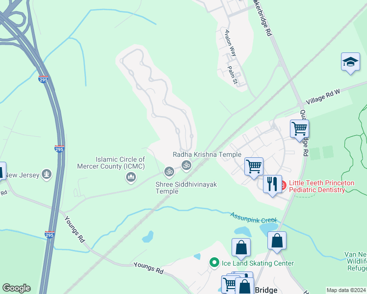 map of restaurants, bars, coffee shops, grocery stores, and more near 343 Fountayne Lane in Lawrence Township