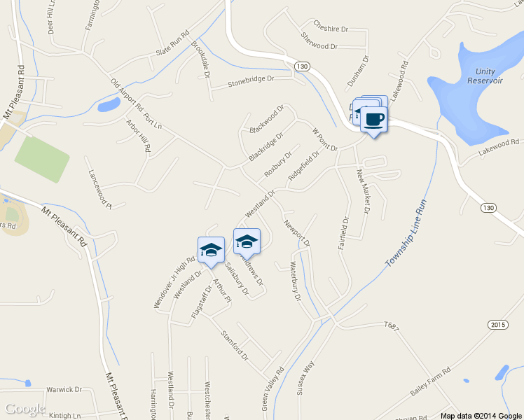map of restaurants, bars, coffee shops, grocery stores, and more near 306 Westland Drive in Greensburg