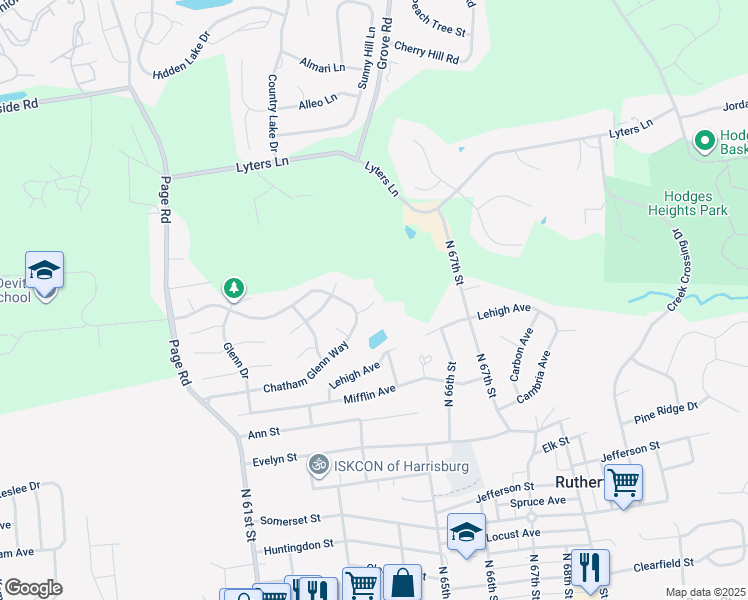 map of restaurants, bars, coffee shops, grocery stores, and more near 64360 Winwood Ct in Harrisburg
