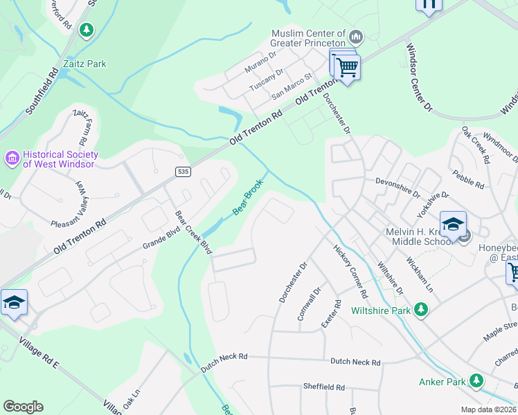 map of restaurants, bars, coffee shops, grocery stores, and more near 351 Blanketflower Ln in West Windsor Township
