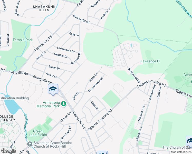 map of restaurants, bars, coffee shops, grocery stores, and more near in Ewing Township