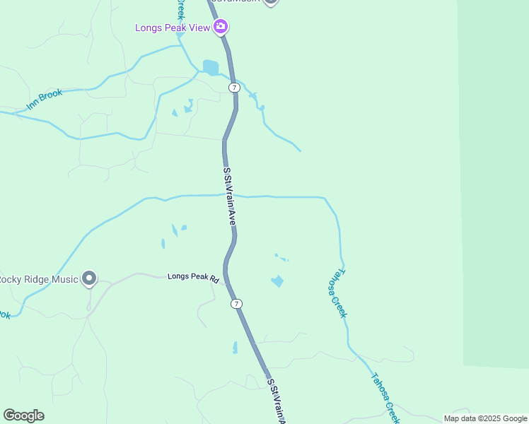 map of restaurants, bars, coffee shops, grocery stores, and more near 7310 Colorado 7 in Estes Park