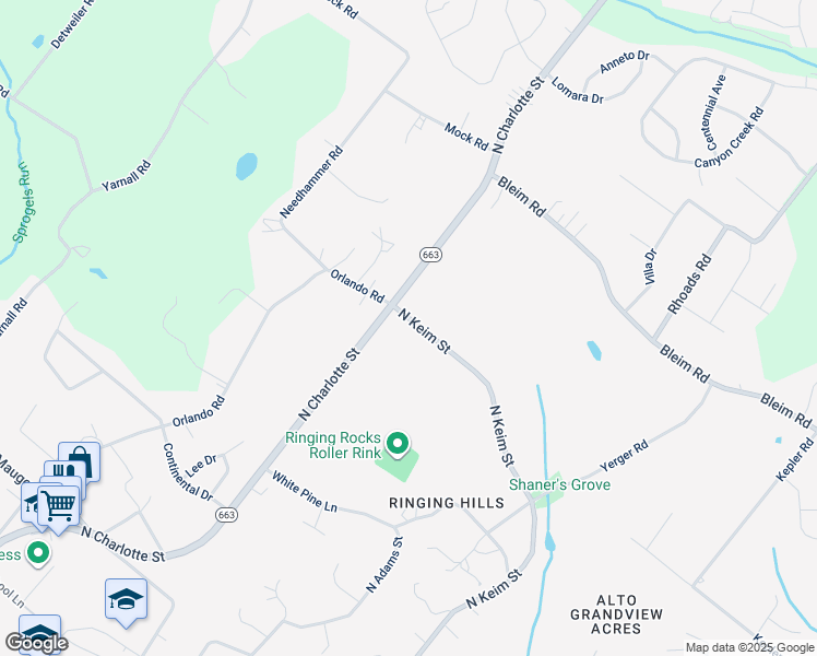 map of restaurants, bars, coffee shops, grocery stores, and more near 1989 North Keim Street in Pottstown