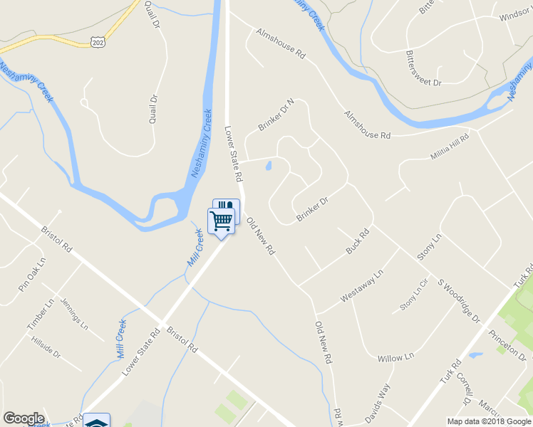map of restaurants, bars, coffee shops, grocery stores, and more near 71 Brinker Drive in Doylestown