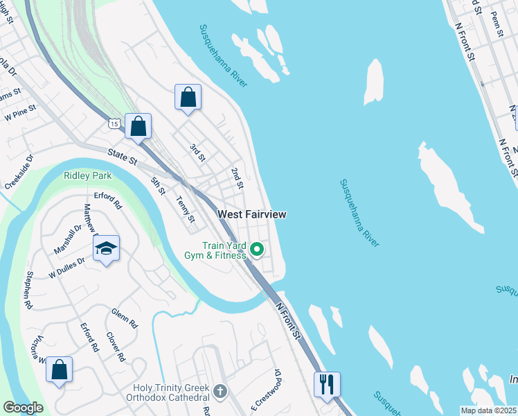 map of restaurants, bars, coffee shops, grocery stores, and more near 105 North Street in Enola