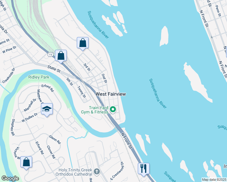 map of restaurants, bars, coffee shops, grocery stores, and more near 105 North Street in Enola