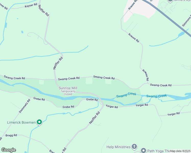 map of restaurants, bars, coffee shops, grocery stores, and more near Swamp Creek Road in Montgomery County