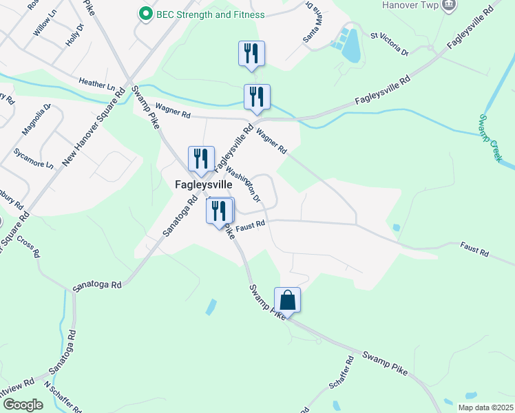 map of restaurants, bars, coffee shops, grocery stores, and more near 2531 Tracy Lane in Gilbertsville