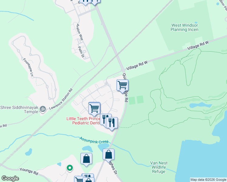 map of restaurants, bars, coffee shops, grocery stores, and more near 66 Lawrence Square Boulevard North in Lawrence Township