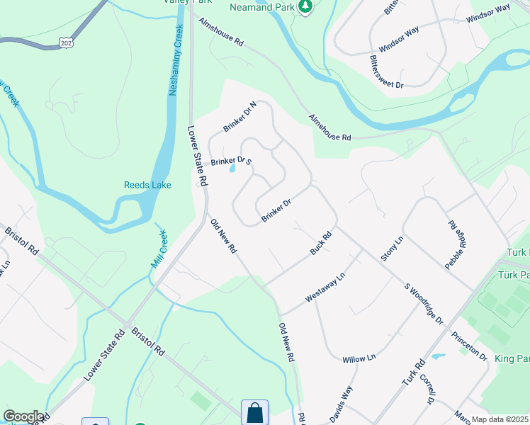 map of restaurants, bars, coffee shops, grocery stores, and more near 64 Brinker Drive in Doylestown
