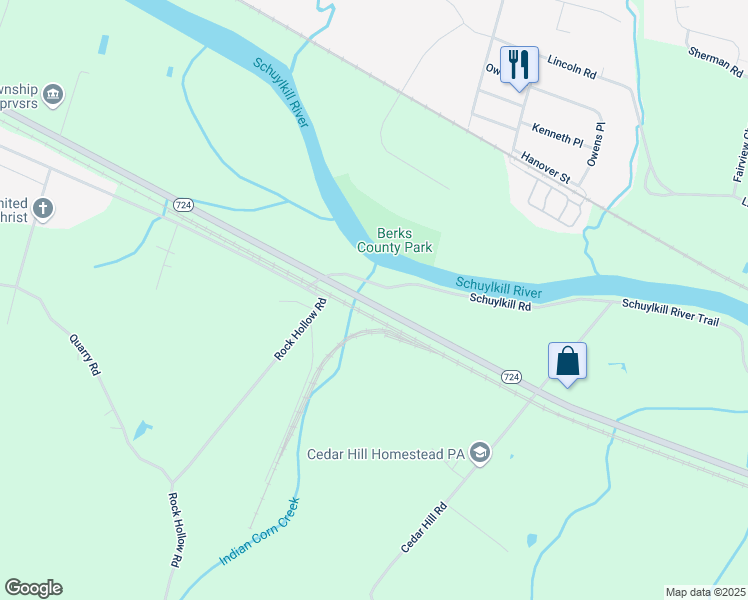map of restaurants, bars, coffee shops, grocery stores, and more near 1937 Main Street in Birdsboro