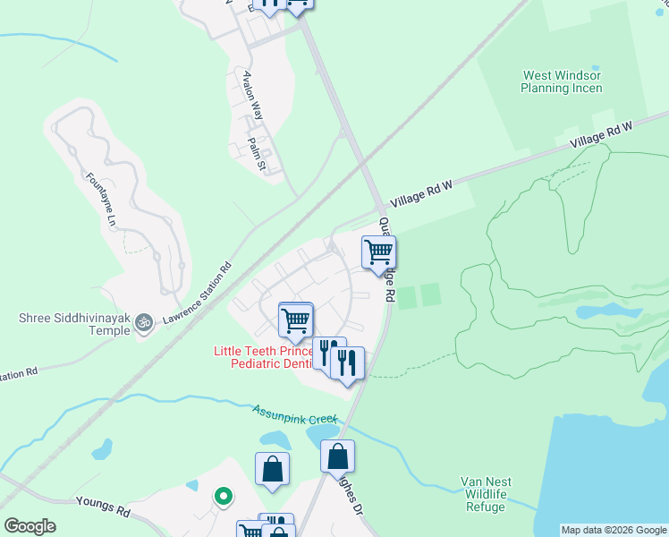 map of restaurants, bars, coffee shops, grocery stores, and more near 66 Lawrence Square Boulevard North in Lawrence Township