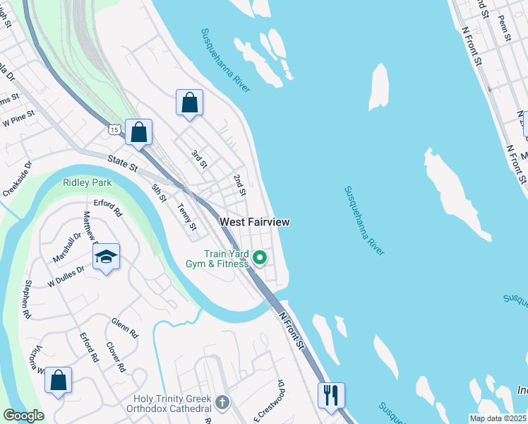 map of restaurants, bars, coffee shops, grocery stores, and more near 206 Front Street in Enola