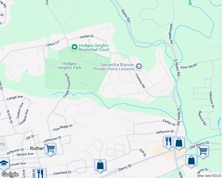 map of restaurants, bars, coffee shops, grocery stores, and more near 7023 Kendale Drive in Harrisburg