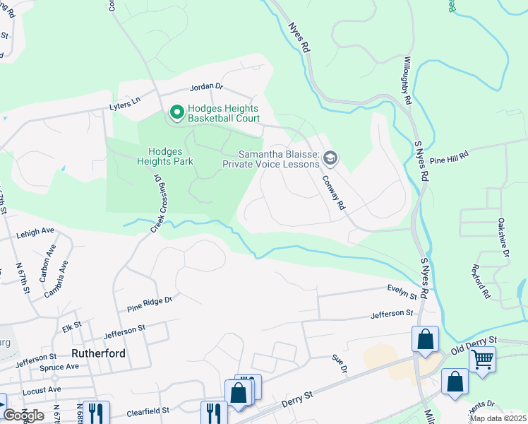 map of restaurants, bars, coffee shops, grocery stores, and more near 7023 Kendale Drive in Harrisburg