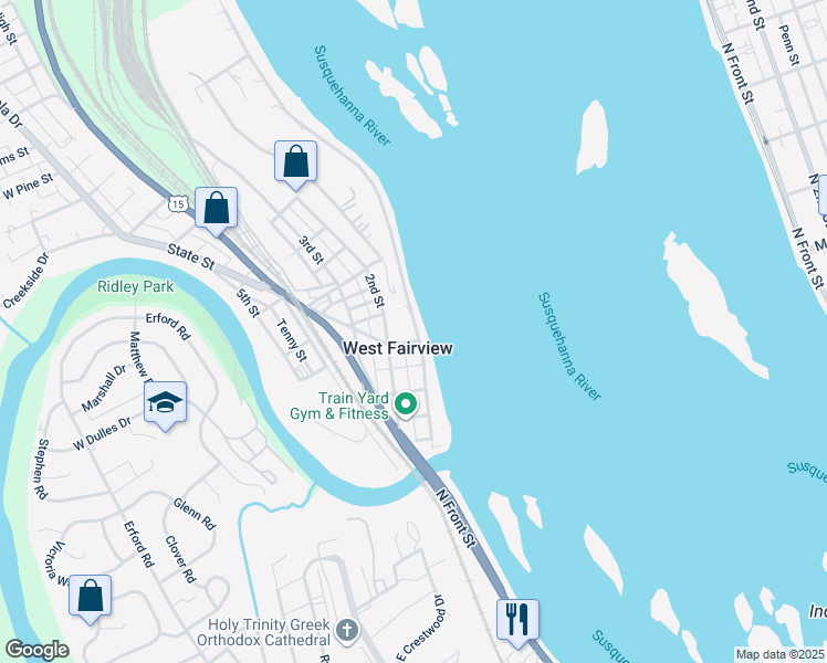 map of restaurants, bars, coffee shops, grocery stores, and more near 206 Front Street in Enola