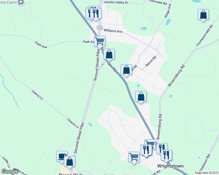 map of restaurants, bars, coffee shops, grocery stores, and more near 4 Bennett Lane in George School