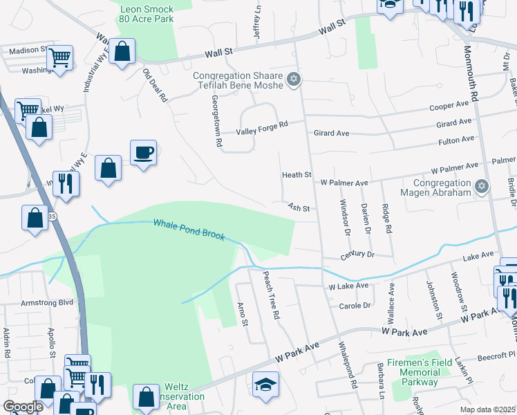 map of restaurants, bars, coffee shops, grocery stores, and more near 394 Old Deal Road in Eatontown