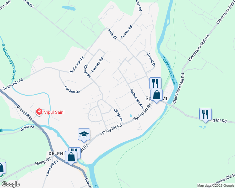 map of restaurants, bars, coffee shops, grocery stores, and more near 11 Mary Jane Street in Schwenksville