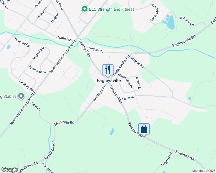 map of restaurants, bars, coffee shops, grocery stores, and more near 2504 Swamp Pike in Gilbertsville
