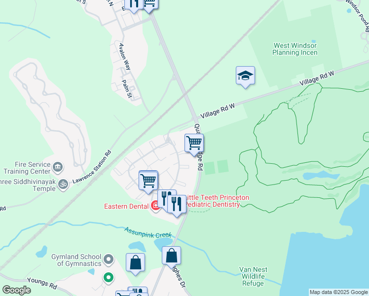 map of restaurants, bars, coffee shops, grocery stores, and more near 4056 Quakerbridge Road in Lawrence Township