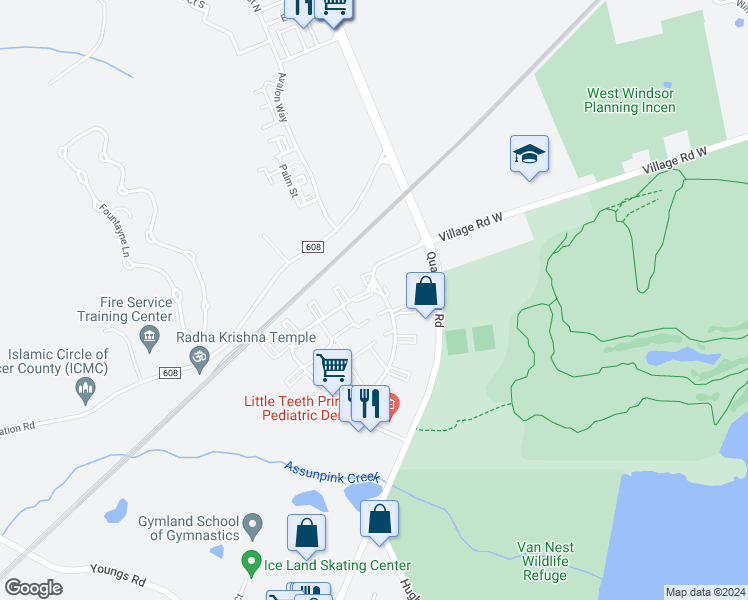map of restaurants, bars, coffee shops, grocery stores, and more near 9 Britton Court in Trenton