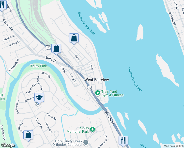 map of restaurants, bars, coffee shops, grocery stores, and more near 1307 2nd Street in Enola